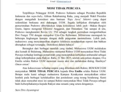 Tak Berani Kritik Pemerintah, BEM KM UGM Mosi Tidak Percaya kepada Rektor Ova Emilia