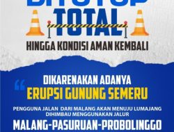 Semeru Meletus, Jalur Malang – Lumajang Tutup Total