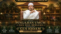 Sambut Hari Bhayangkara 2026, Polresta Malang Gelar Pengajian Akbar dan Doa Bersama Hadirkan Gus Iqdam